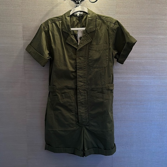 Alex Mill Pants - Alex Mill Olive Green Short Sleeve Jumpsuit